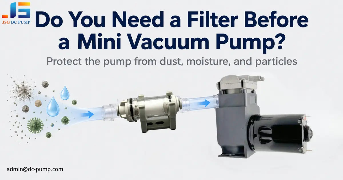 Mini vacuum pump filter installed upstream to protect the pump from dust, moisture, and airborne particles