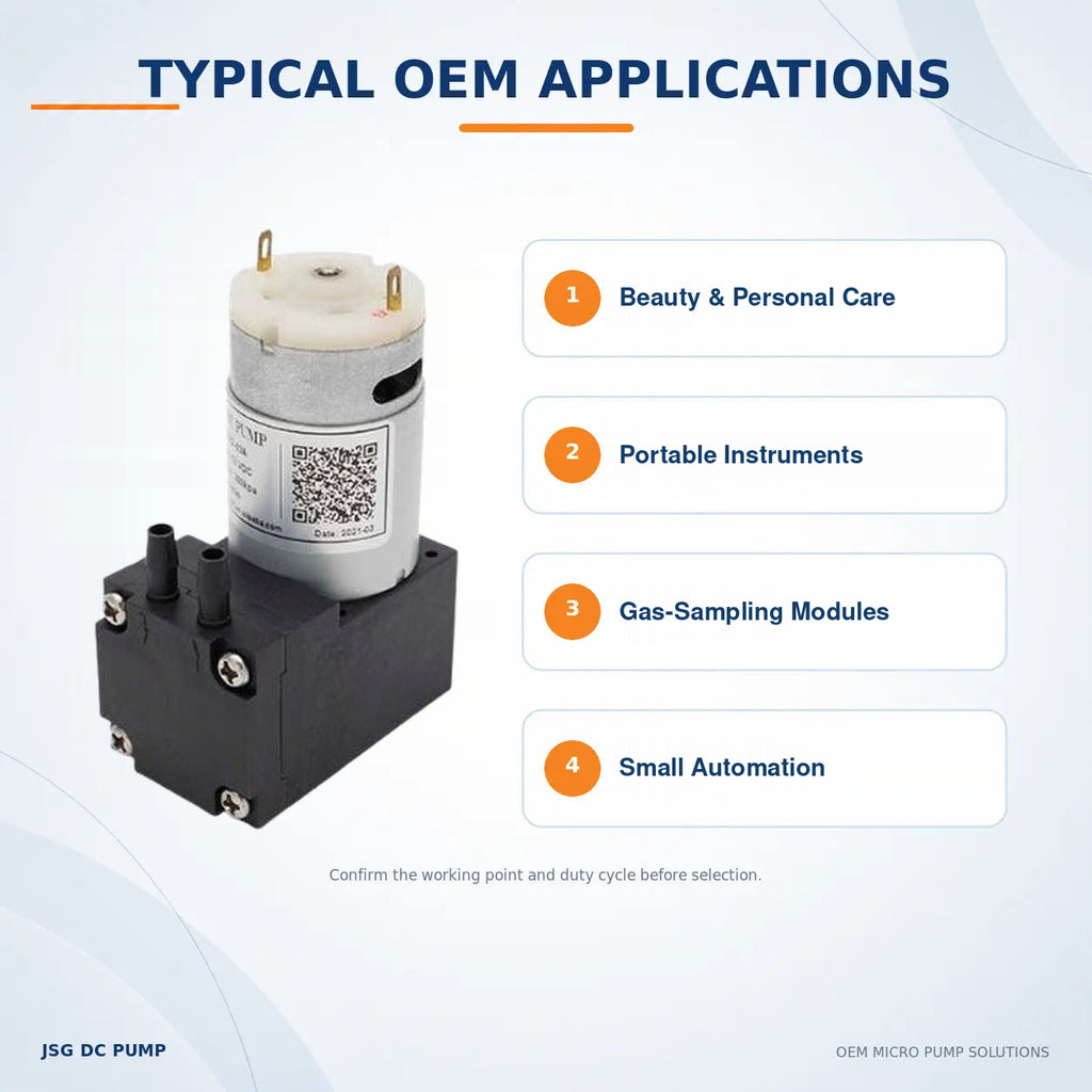 JSG03A/V brushed diaphragm pump for beauty devices, portable instruments, gas sampling and small automation