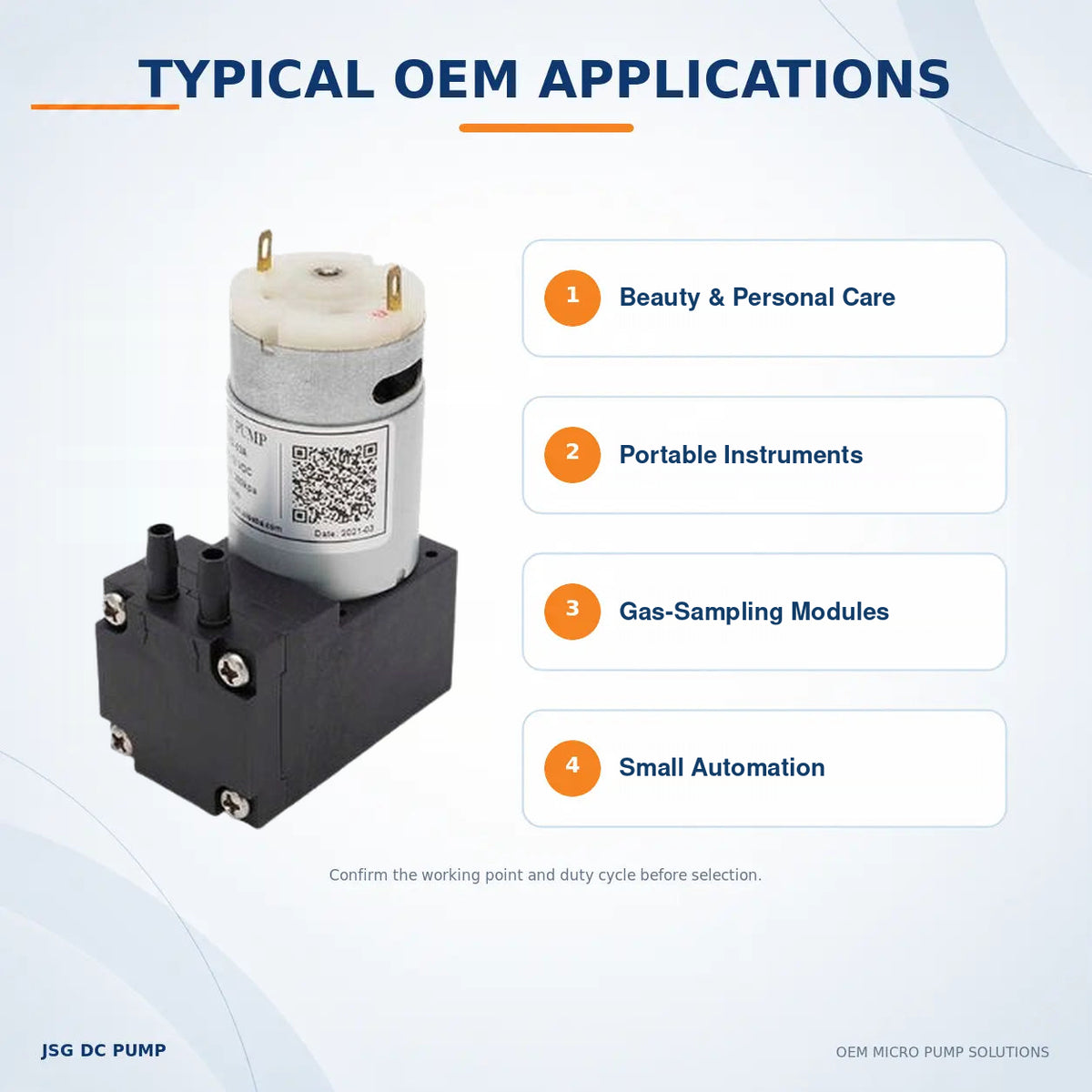 JSG03A/V brushed diaphragm pump for beauty devices, portable instruments, gas sampling and small automation