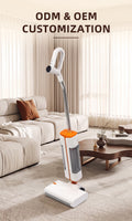 JSGS100 cordless floor washer standing in a furnished room