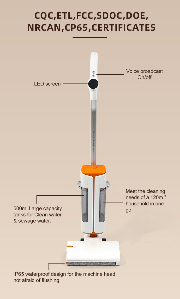 JSGS100 floor washer with LED display and separate clean and dirty water tanks