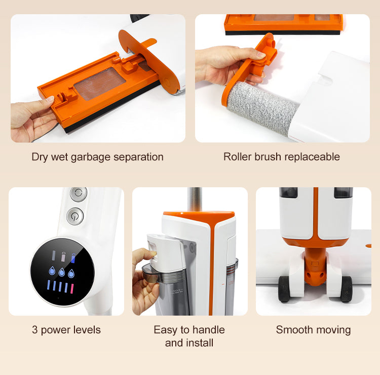 JSGS100 floor washer removable roller brush and dry wet waste separation